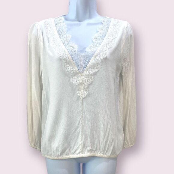 Empress V-Neck Lace Long Sleeve Blouse Size Small - Picture 1 of 12